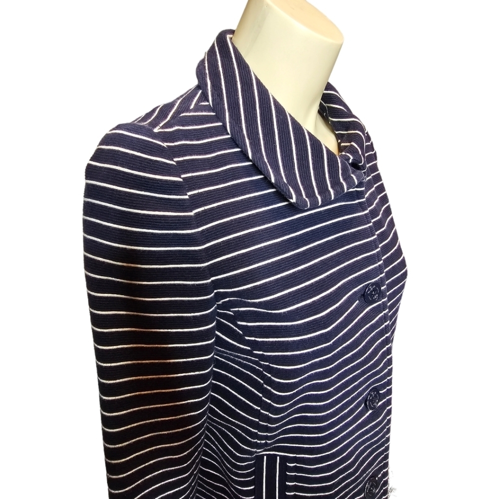 Talbots blue and white striped blazer. MP - Picture 2 of 7